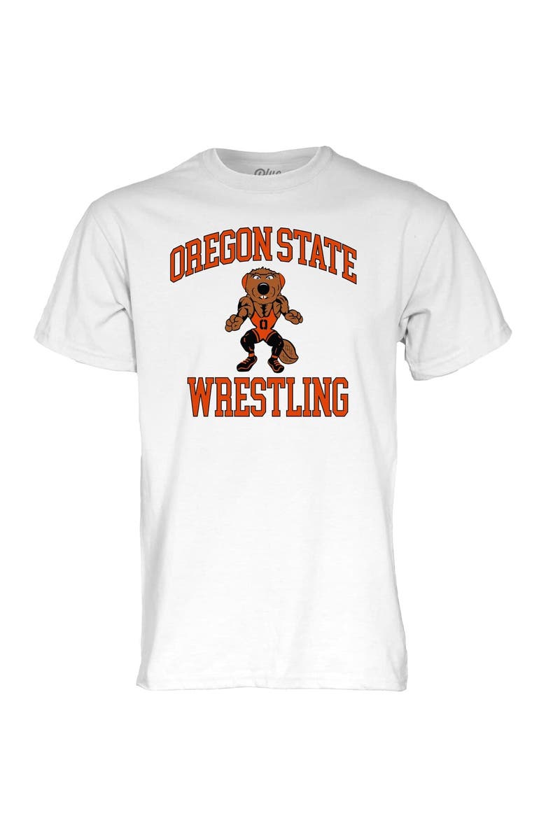 BLUE 84 Unisex Blue 84  White Oregon State Beavers Wrestling Beaver T-Shirt, Alternate, color, 