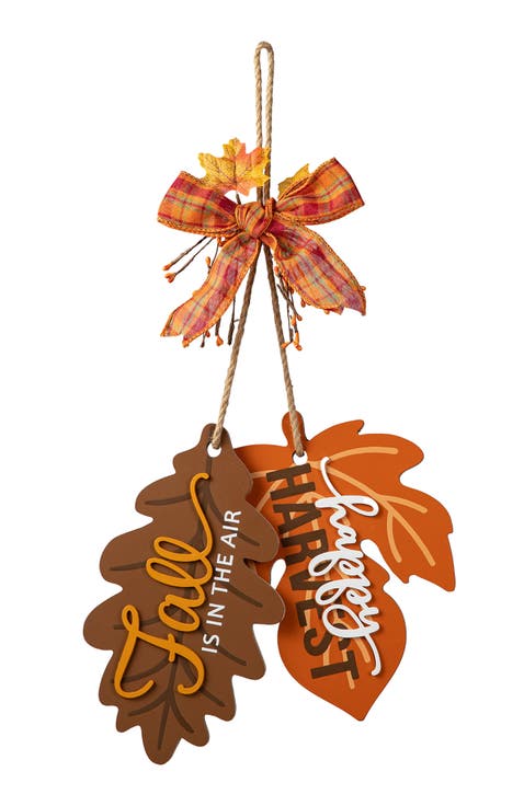 Fall Wooden Maple Leaves with Bowknot Door Hanger