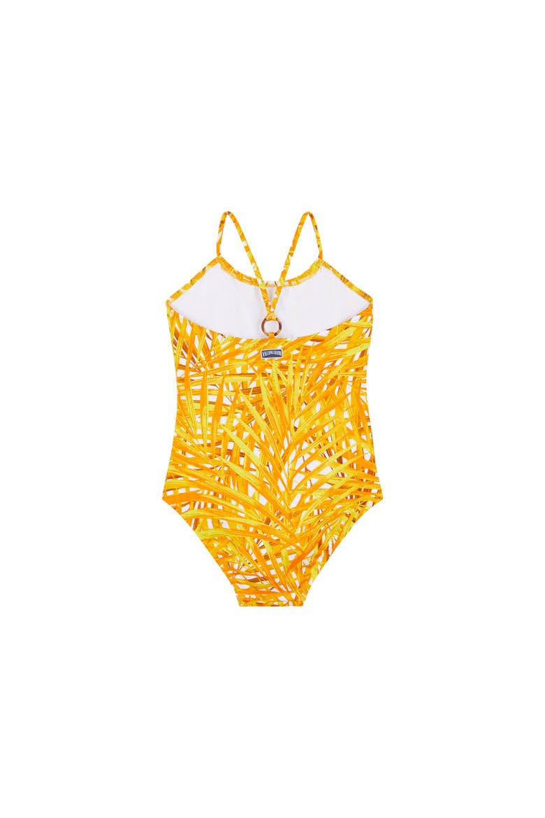 Kids' Palm Leaves Jersey One-Piece Swimsuit, Alternate, color, MANGUE
