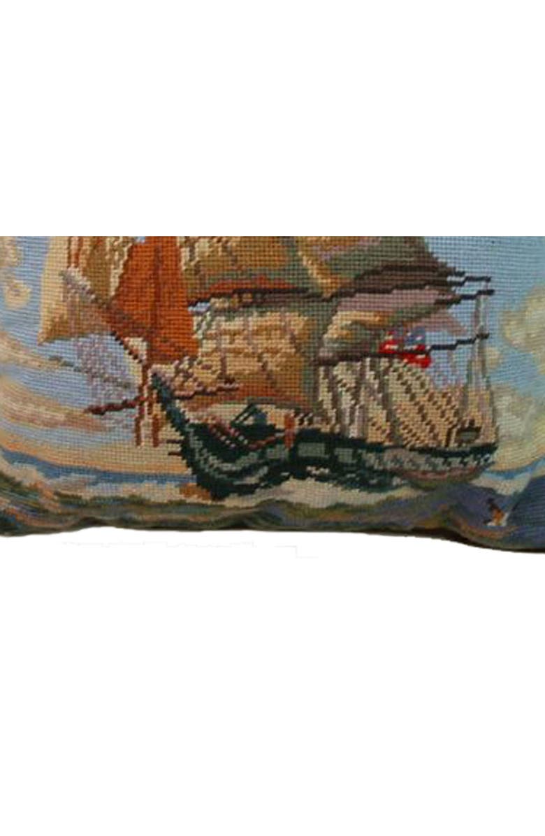 C&F Home USS Constitution Ship Vintage Needlepoint Accent Pillow 16" x 16", Alternate, color, Blue