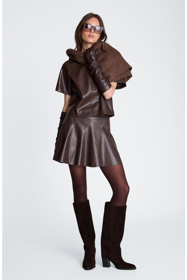 Faux Leather Crop Top, Alternate, color, MEDIUM BARK