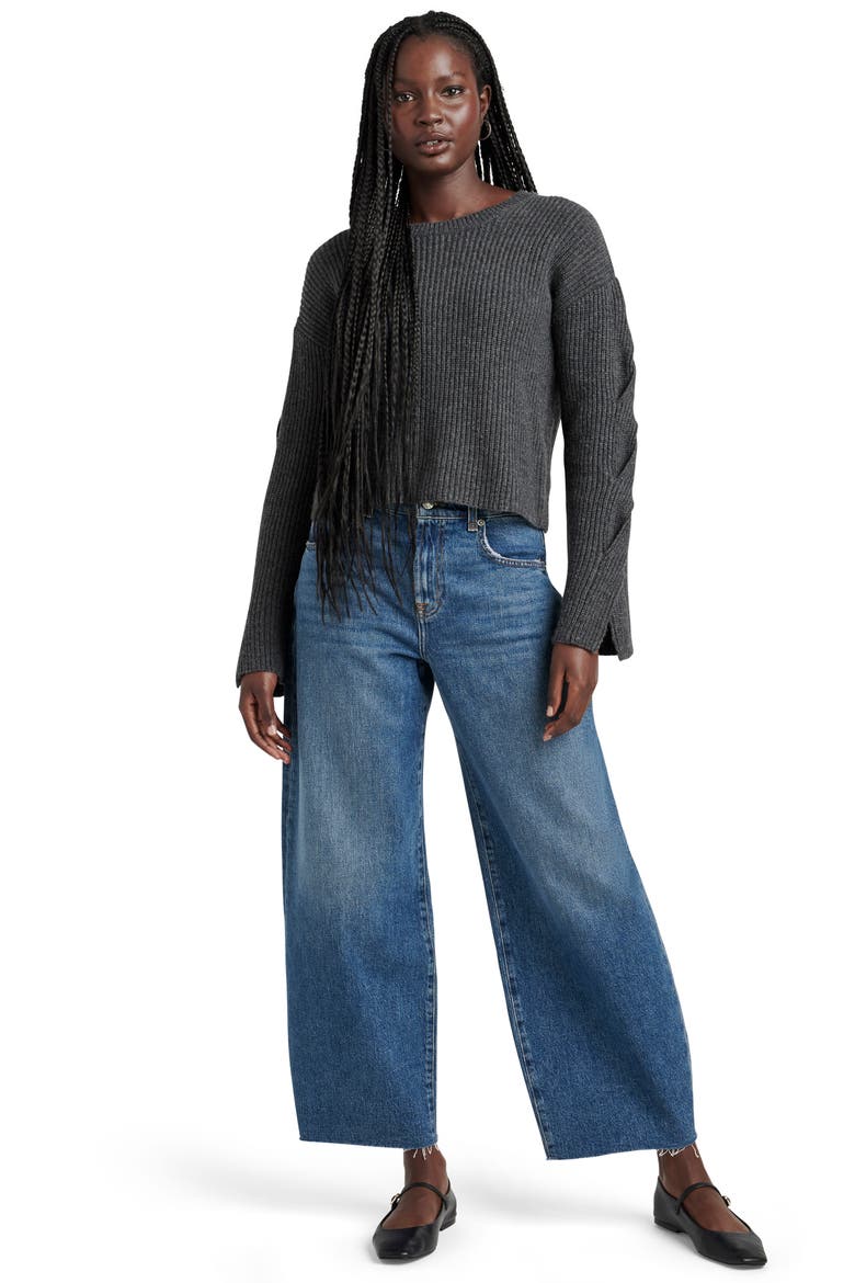 Elliana Crop Sweater, Alternate, color, HEATHER SHADOW