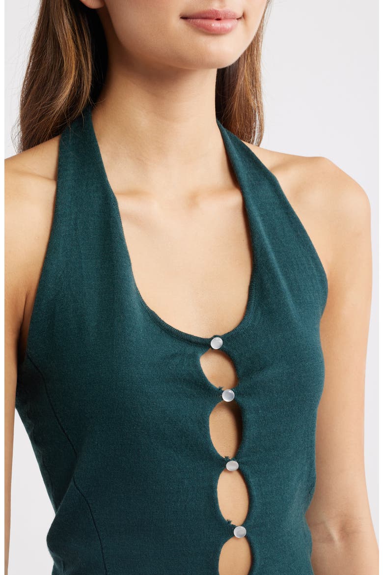 Melina Cutout Halter Top, Alternate, color, TEAL