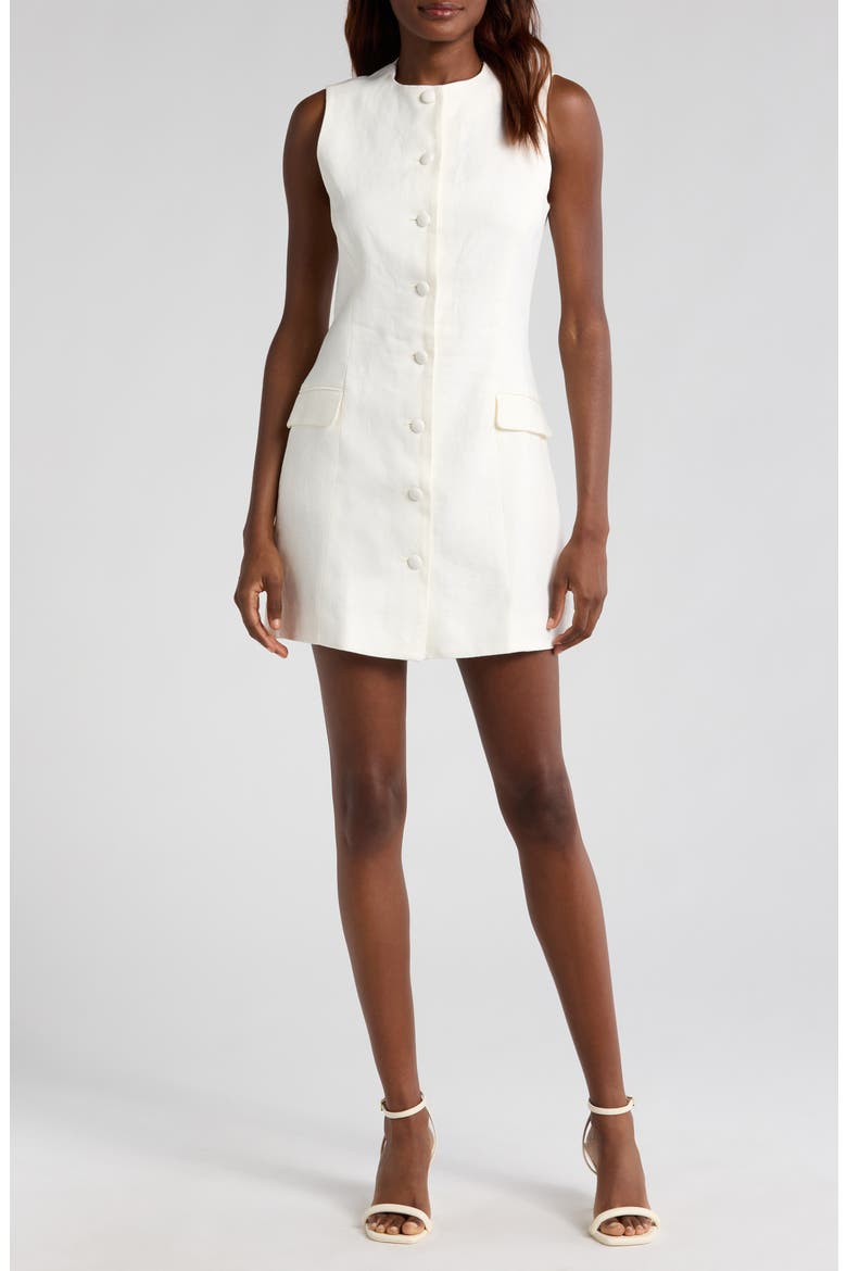 Jane Linen Minidress, Main, color, WHITE