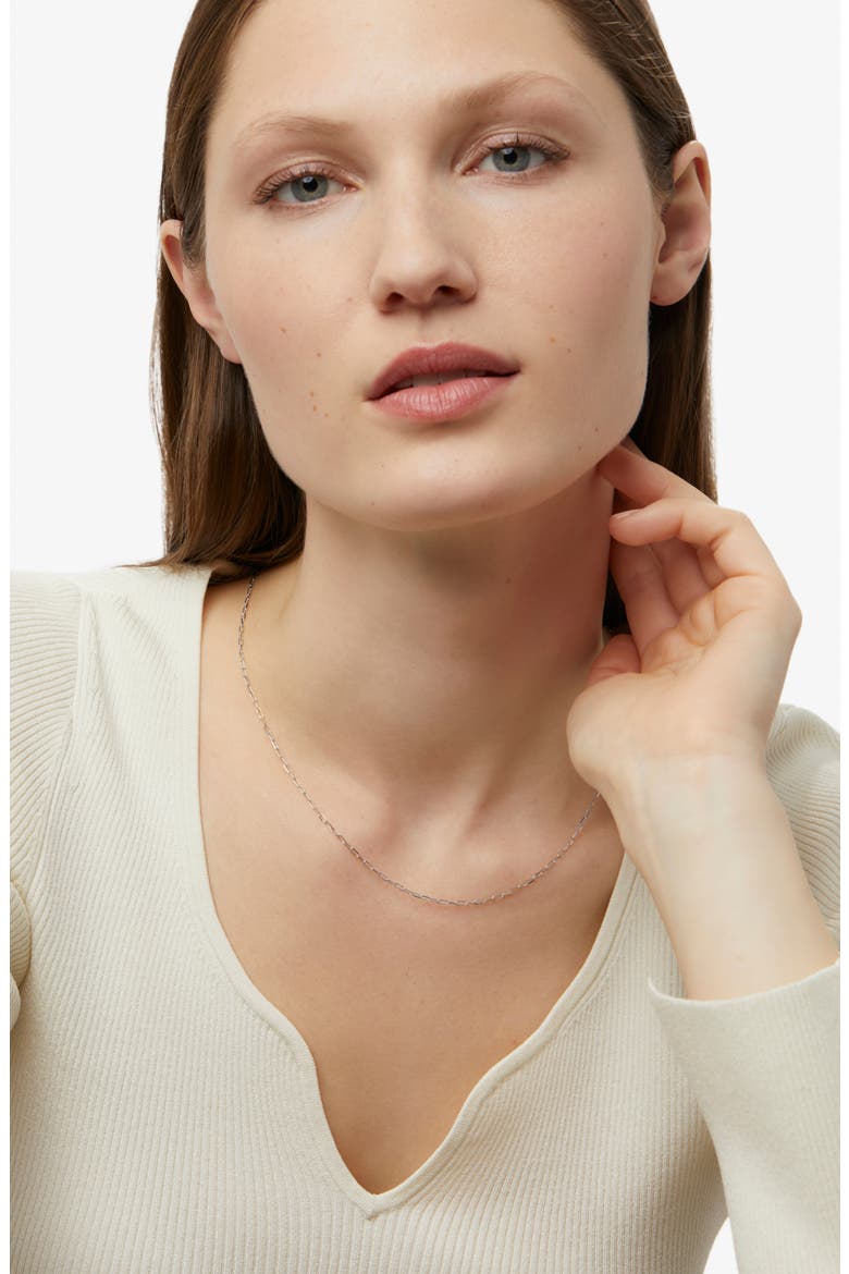 Gold Paperclip Necklace, Alternate, color, White Gold