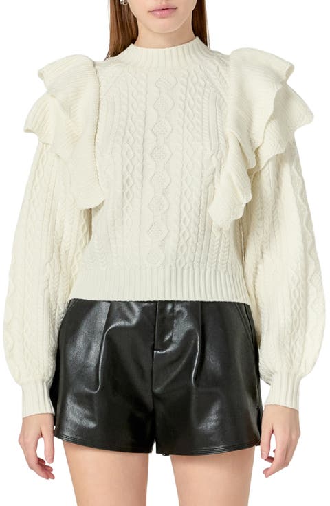 Ruffle Cable Stitch Sweater