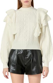 Endless Rose Ruffle Cable Stitch Sweater
