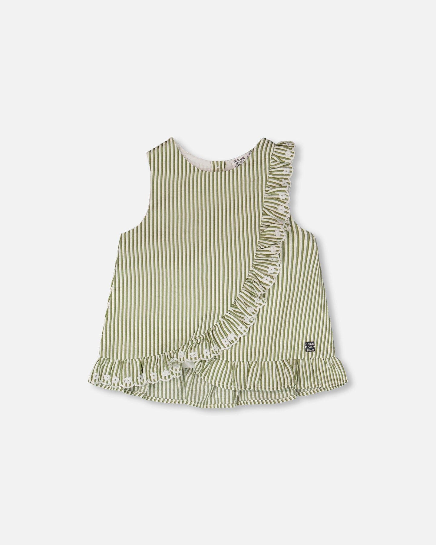 selected Green & Off White Stripes