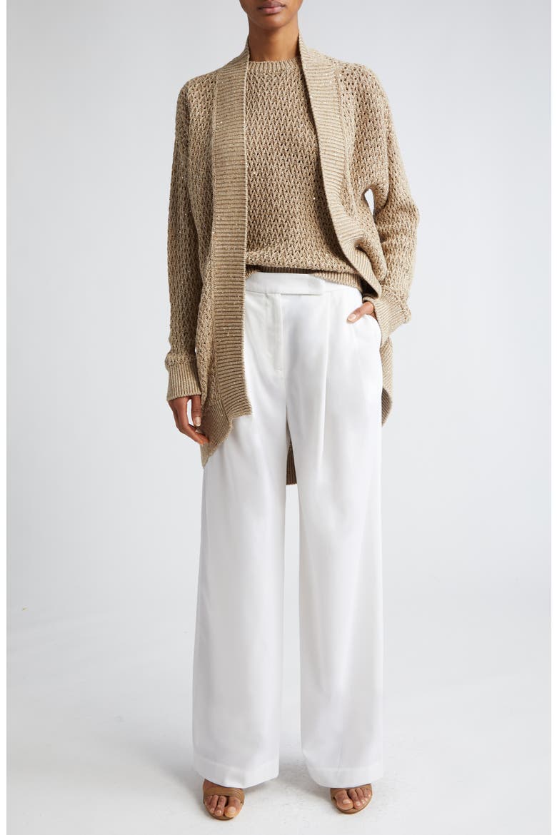 Sequin Open Stitch Sweater Tank, Alternate, color, SAND