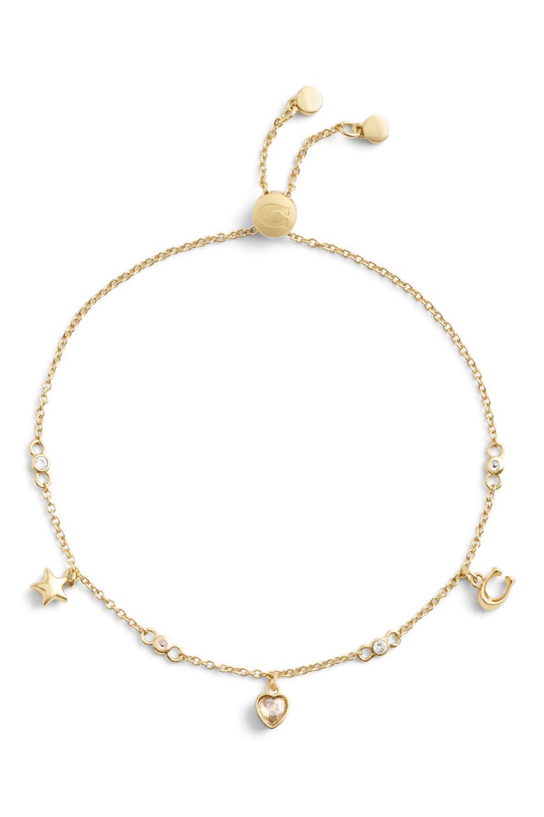 Mixed Charms Slider Bracelet, Main, color, CRYSTAL/GOLD
