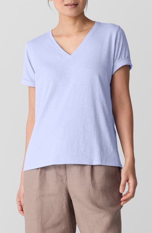 Eileen Fisher Easy V-neck Organic Cotton T-shirt In Bellflower