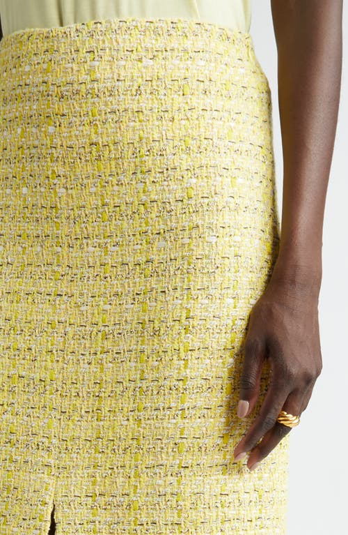 St John St. John Collection Metallic Tweed Pencil Skirt In Golden Citrus Lurex Multi