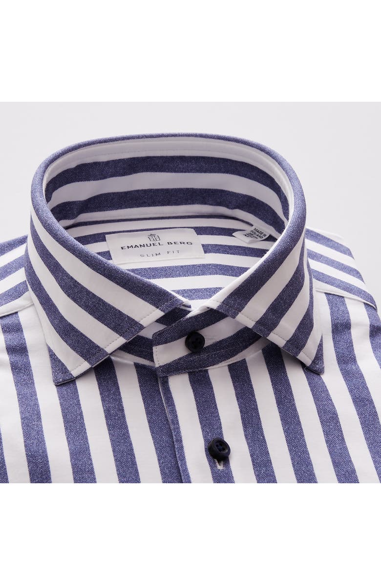Emanuel Berg 4Flex Modern Fit Stripe Knit Button-Up Shirt, Alternate, color, 