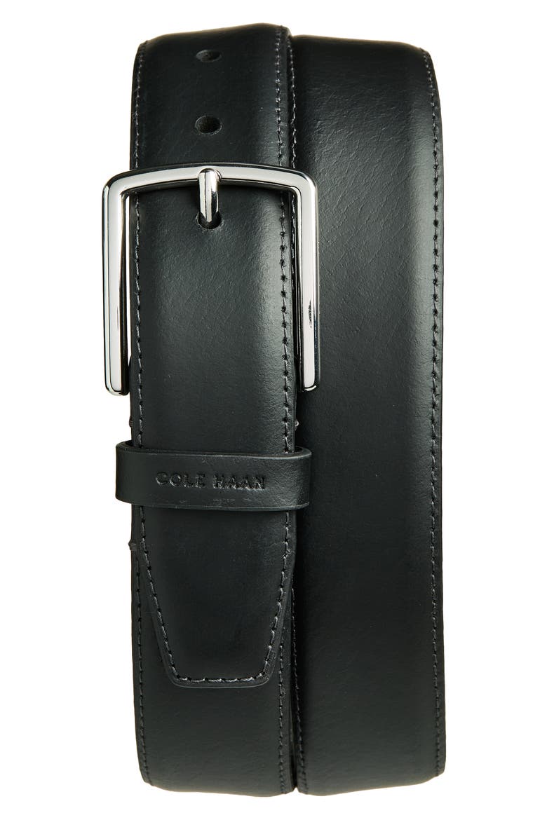 Burnished Leather Belt, Main, color, BLACK