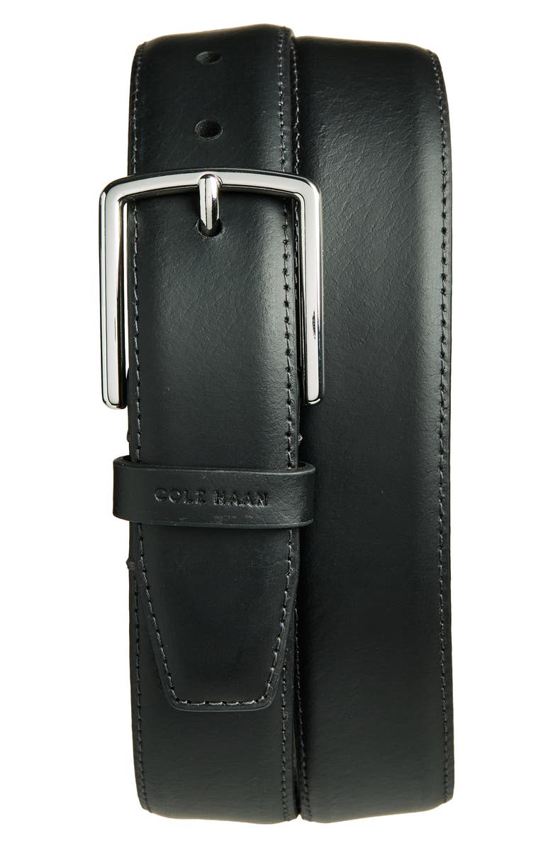 Cole Haan Burnished Leather Belt, Main, color, Black