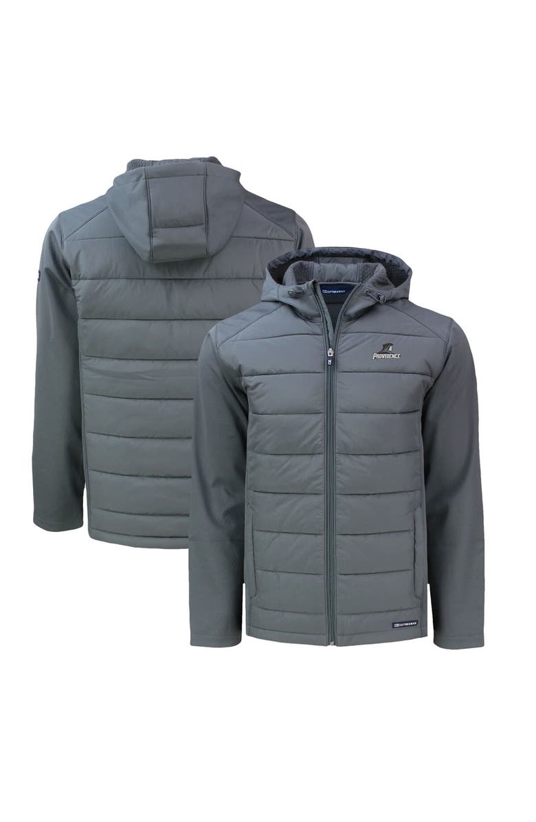 Cutter & Buck Men's Cutter & Buck  Gray Providence Friars Big & Tall Evoke Hybrid Eco Softshell Recycled Full-Zip Hoodie, Main, color, 