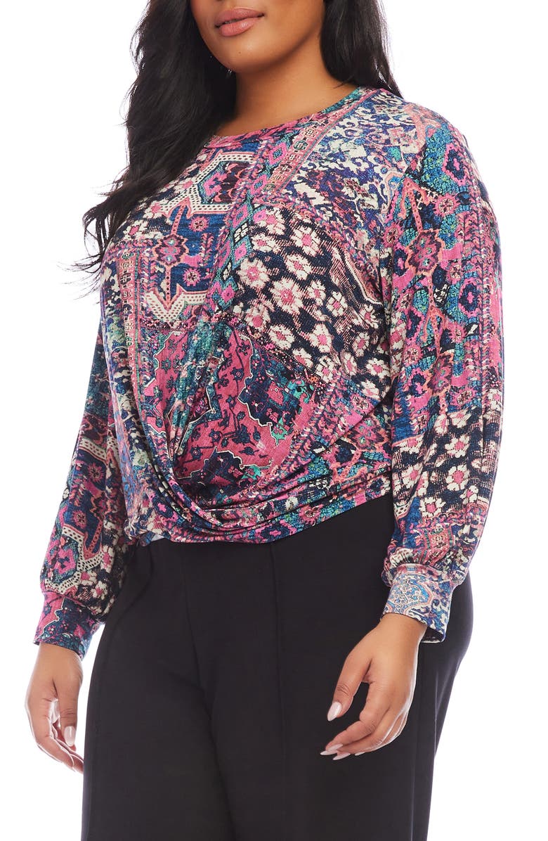 Karen Kane Abstract Print Drape Front Top, Alternate, color,