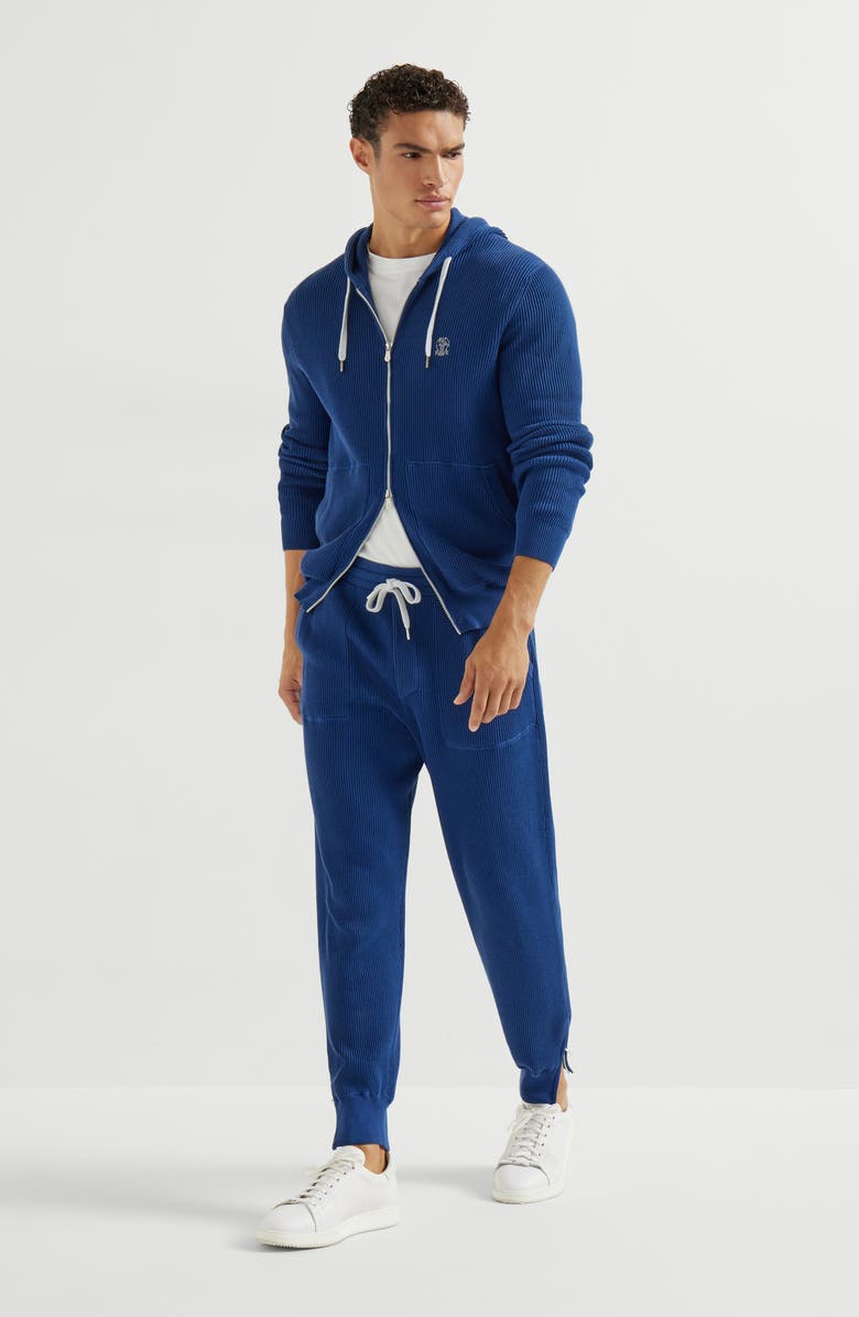 Brunello Cucinelli Cotton knit trousers, Alternate, color, Avio Blue