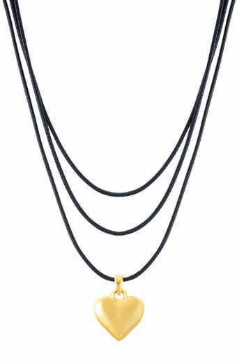 Adornia 14K Gold Pleated Puffy Heart Long Necklace