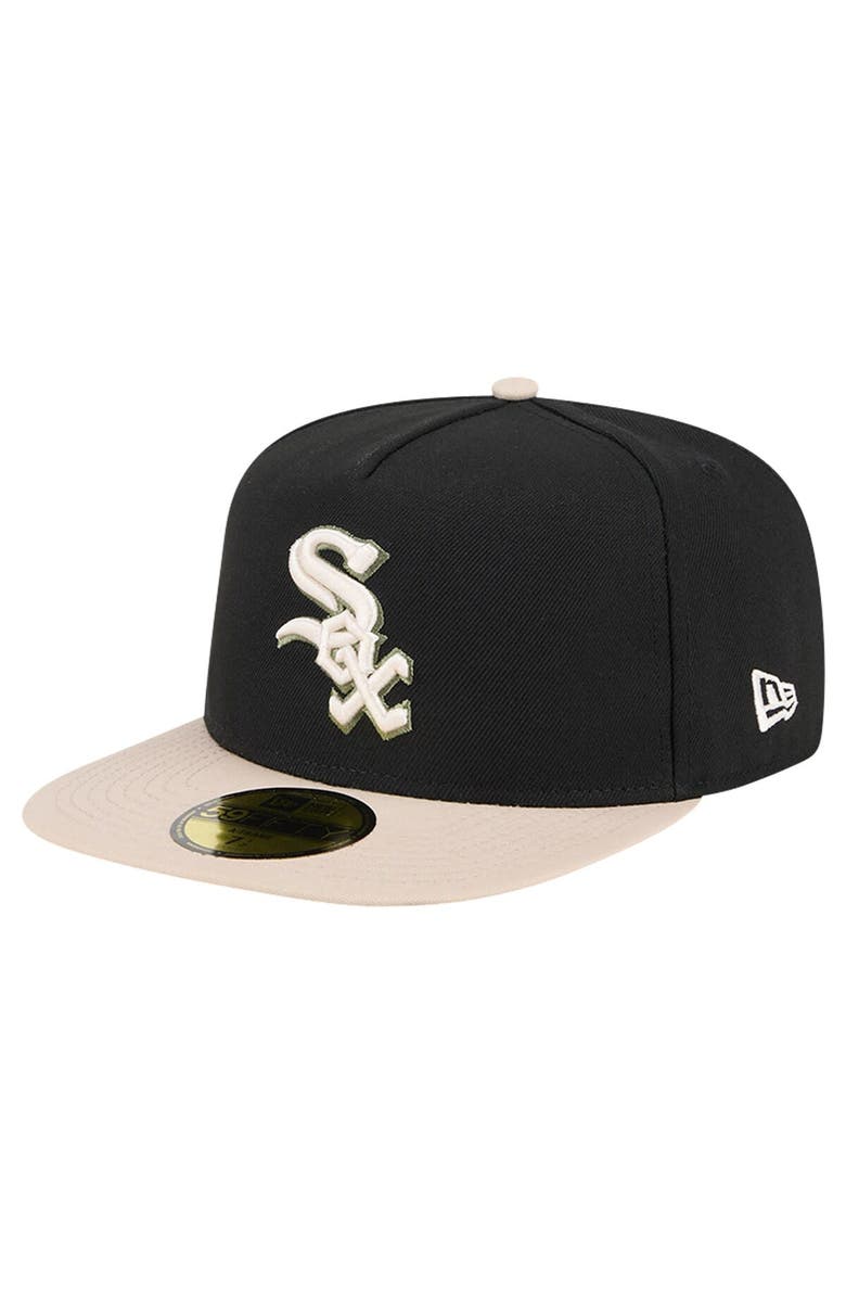 New Era Men's New Era Black Chicago White Sox Canvas A-Frame 59FIFTY Fitted Hat, Alternate, color, 