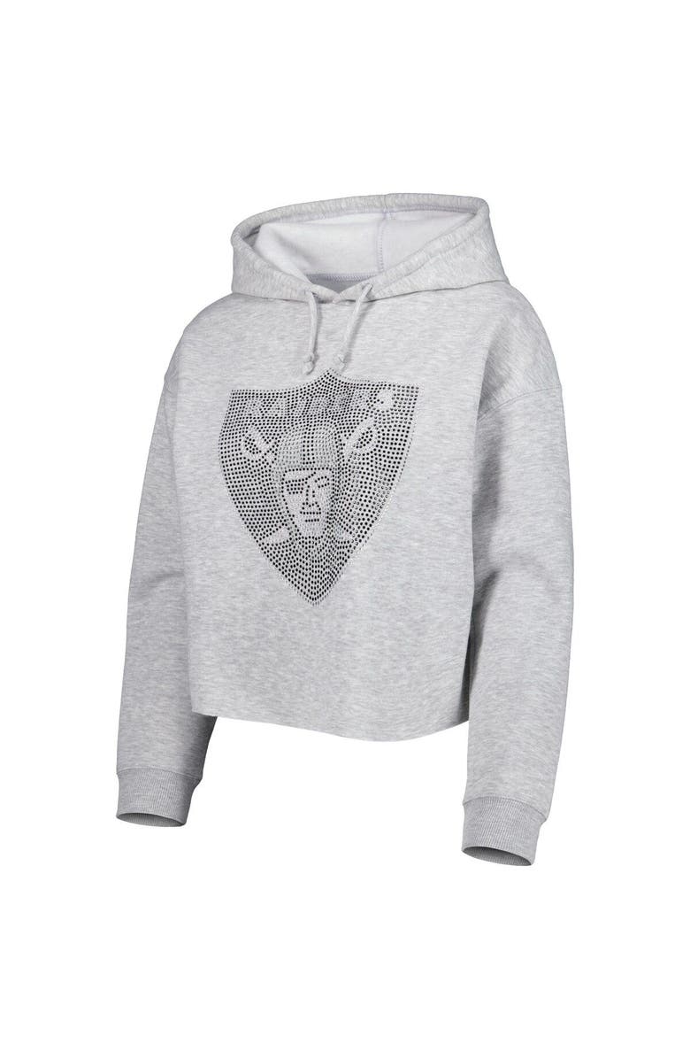 CUCE Women's Cuce Silver Las Vegas Raiders Crystal Logo Cropped Pullover Hoodie, Alternate, color, 