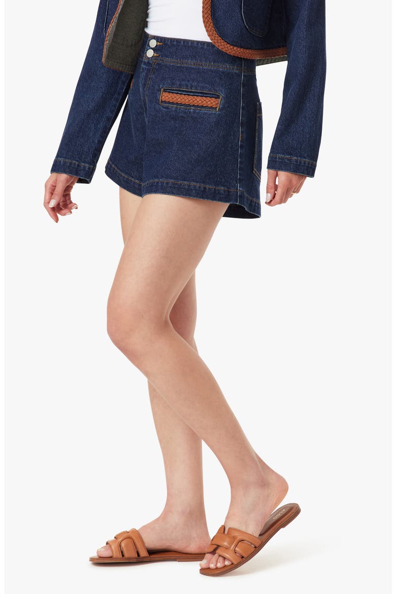 Braided High Waist Denim Shorts, Alternate, color, TIDAL
