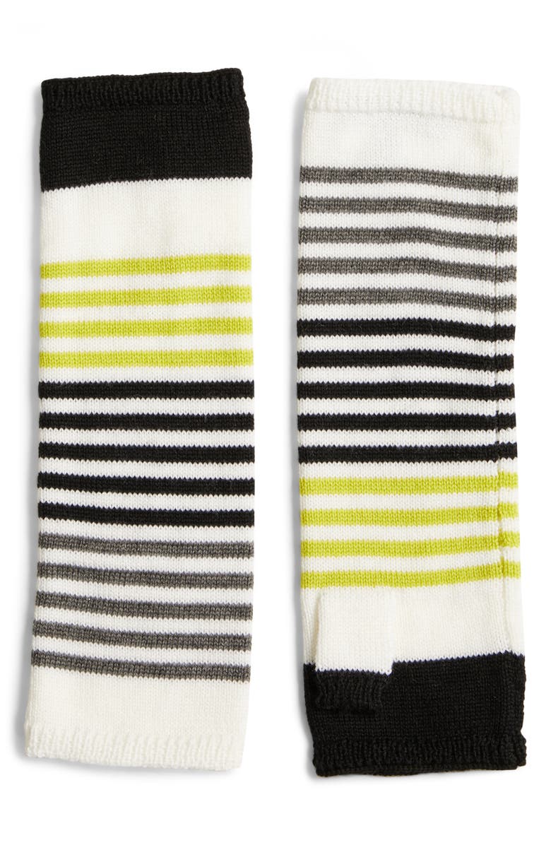Eileen Fisher Stripe Merino Wool Fingerless Gloves, Main, color, 