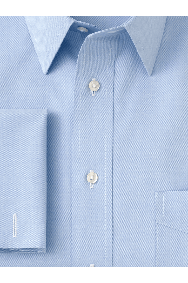 Non-iron Cotton Pinpoint Solid Point Collar French Cuff Dress Shirt, Alternate, color, Blue