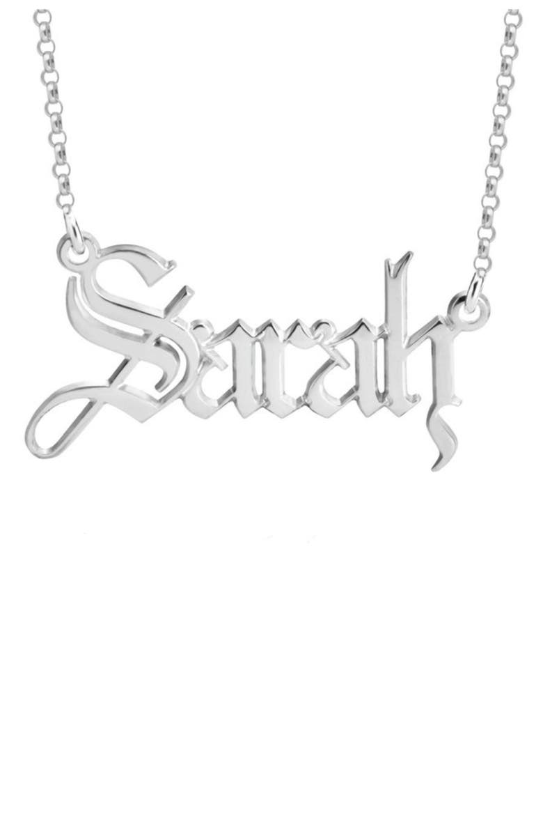Personalized Nameplate Necklace, Main, color, STERLING SILVER