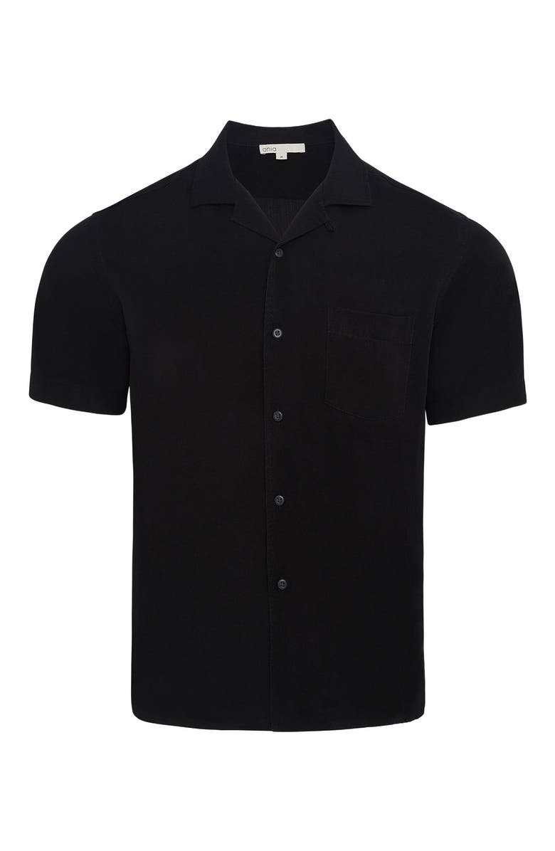 Onia Tencel Convertible Vacation Shirt, Alternate, color, Black