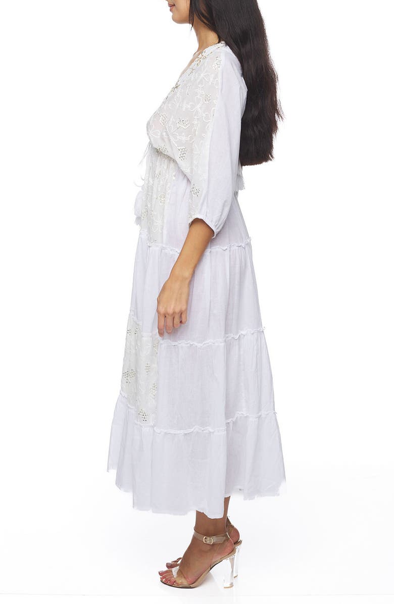 RANEES Lace Long Sleeve Cotton Cover-Up Dress, Alternate, color, White