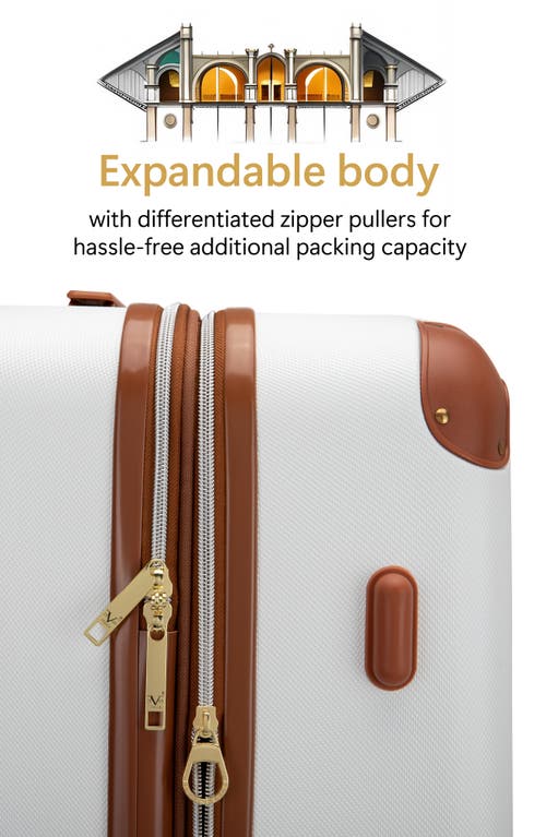 19v69 Italia Vintage 3 Piece Expandable Spinner Luggage Set In White
