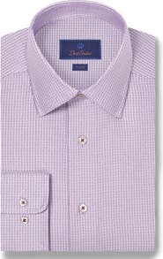 David Donahue Trim Fit Micro Dobby Cotton Dress Shirt