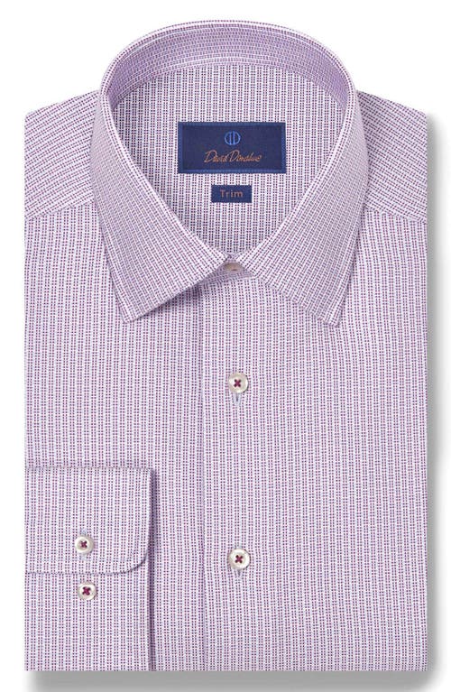 David Donahue Trim Fit Micro Dobby Cotton Dress Shirt In Purple