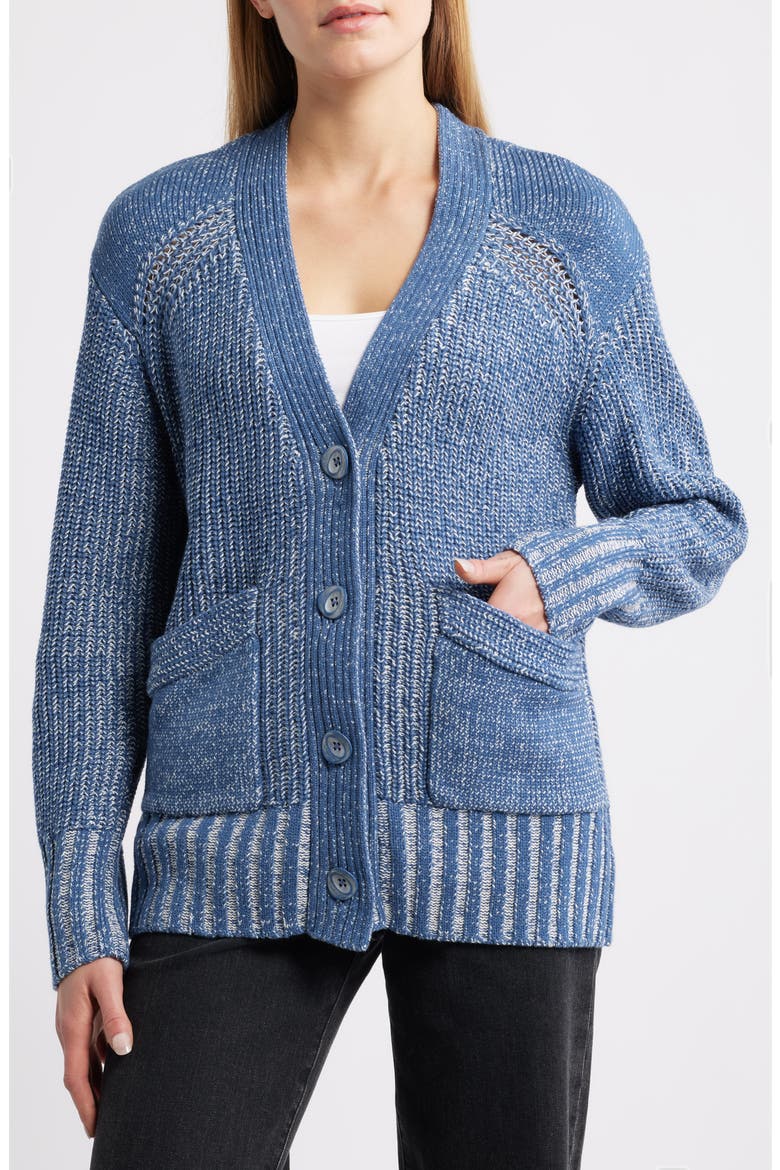 Cotton Blend Cardigan, Alternate, color, CADET BLUE