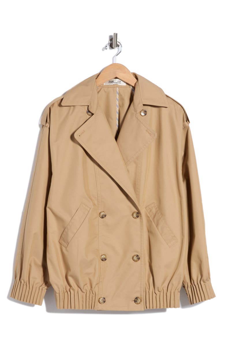 Diane von Furstenberg Stevie Double Breasted Coat, Main, color, Khaki