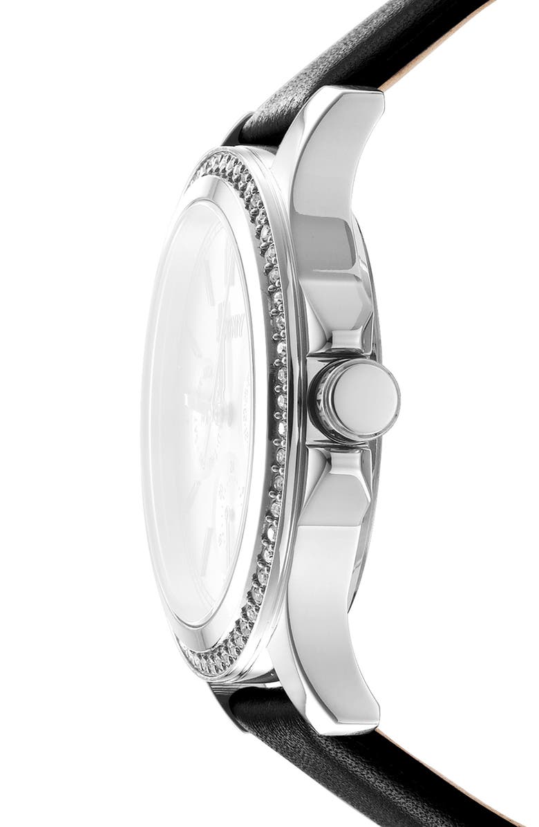 GEVRIL Crystal Bezel Leather Strap Watch, 38mm, Alternate, color,
