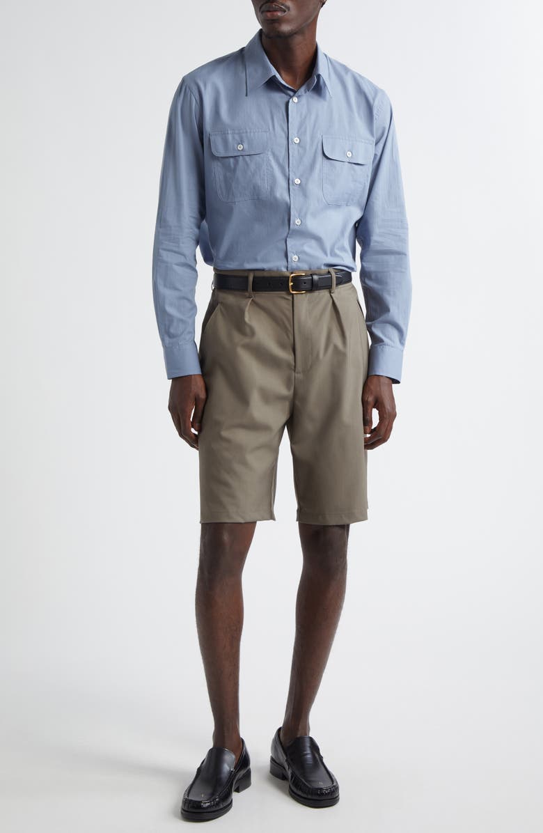 De Bonne Facture Artist Cotton & Hemp Button-Up Shirt, Alternate, color, Smoke Blue