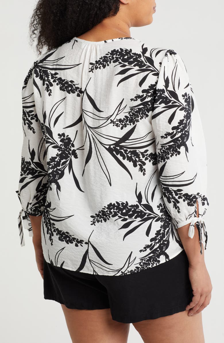 Renee C Floral Print V-Neck Shirt, Alternate, color, White