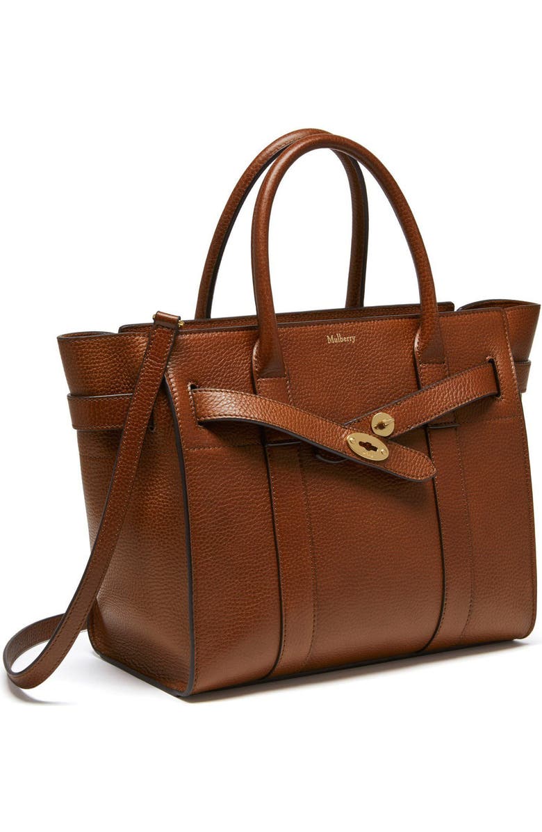 Mulberry Small Zipped Bayswater Leather Satchel, Alternate, color, Oak
