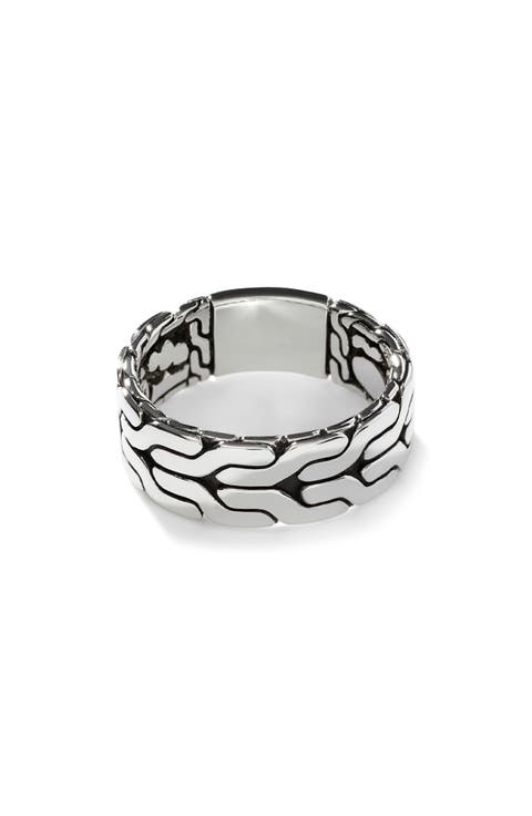 Carved Chain Band Ring, Sterling Silver