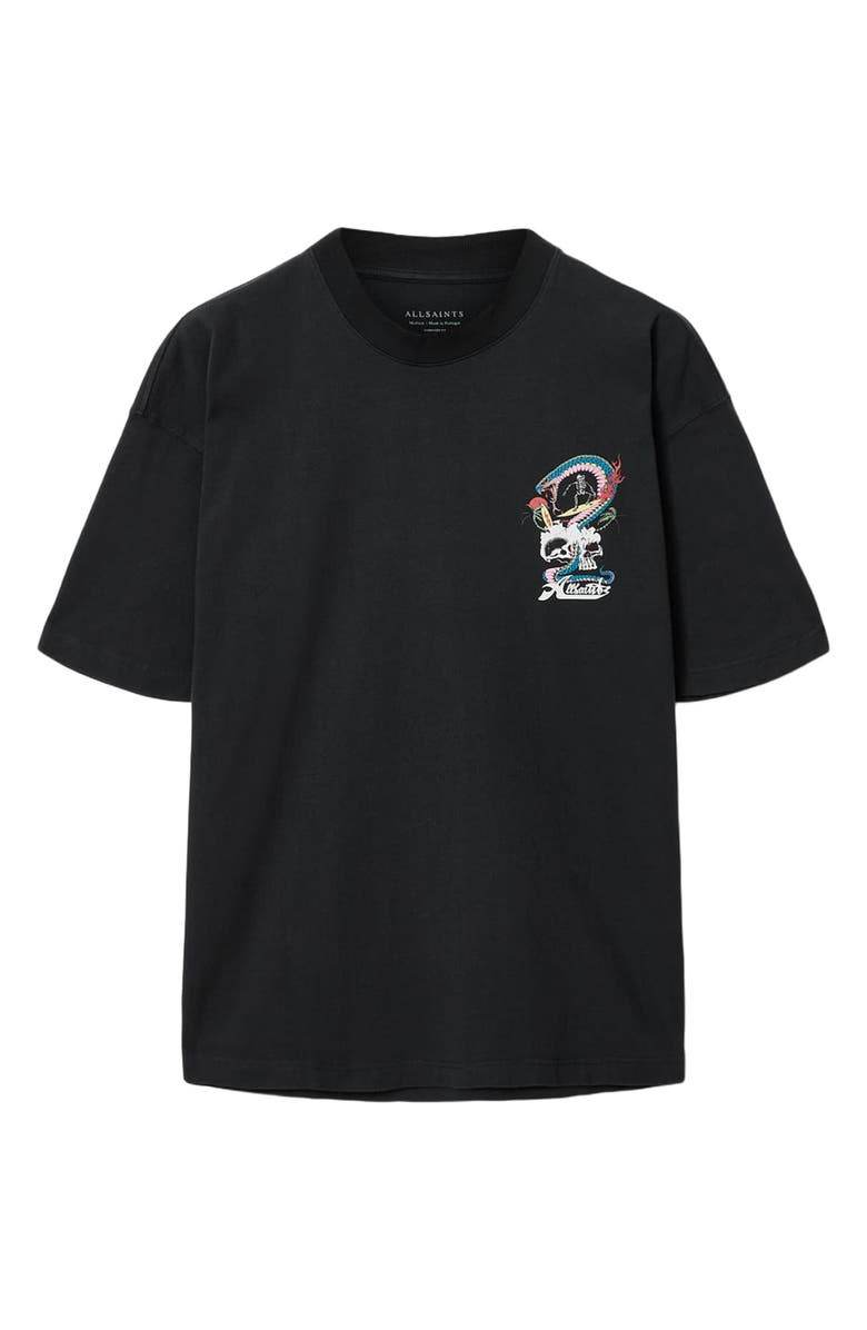 AllSaints Snakepit Crewneck Graphic T-shirt, Alternate, color, Washed Black