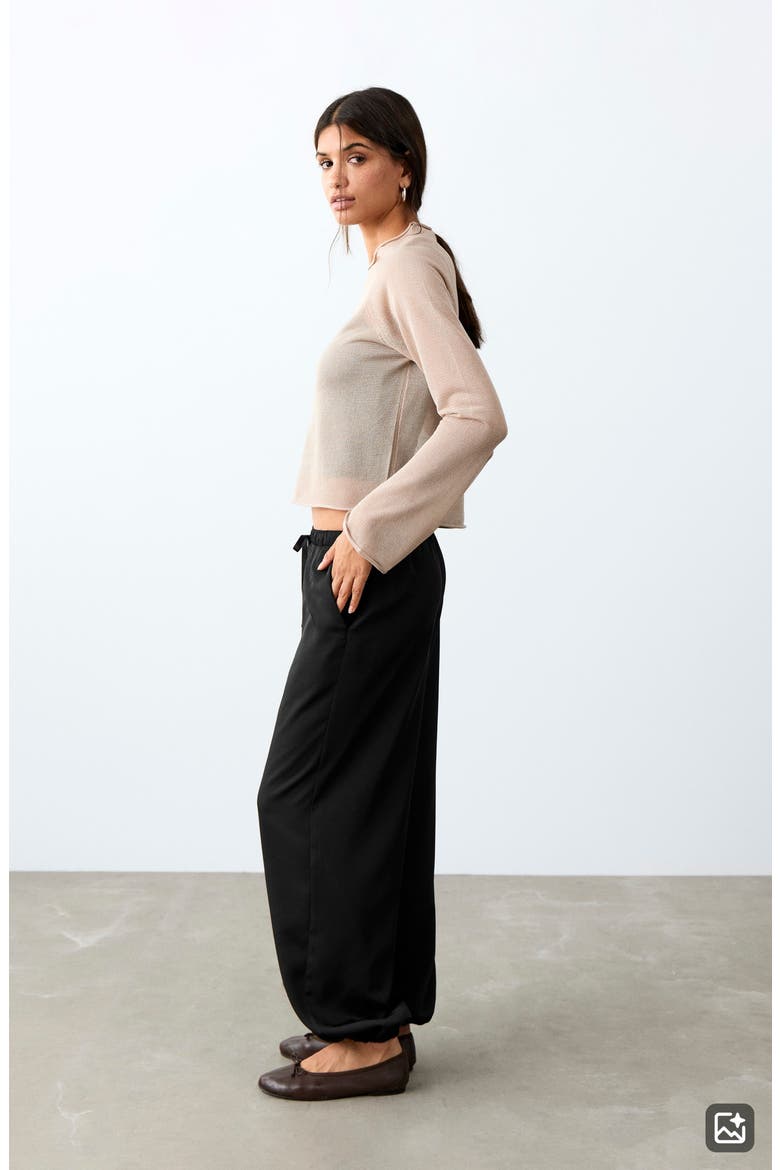 Satin Balloon Pants, Alternate, color, BLACK