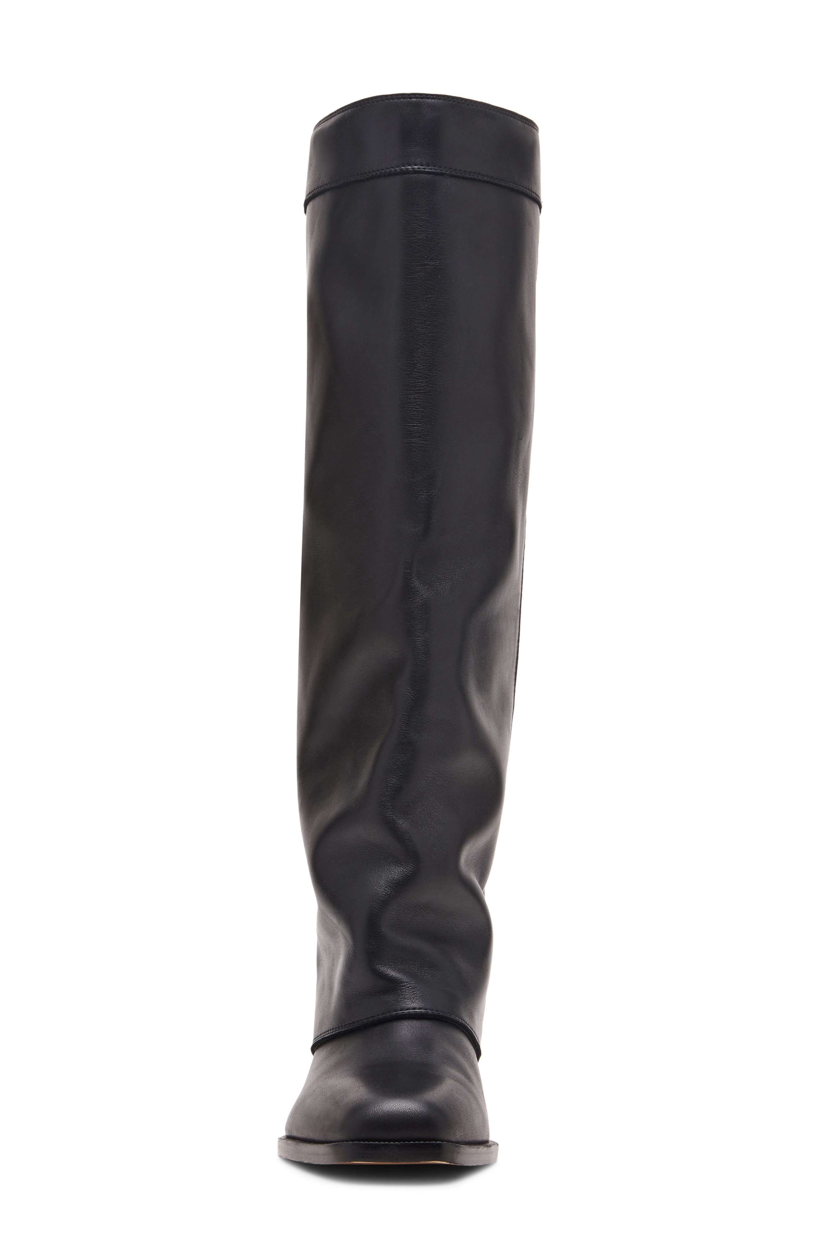 Steve Madden Winnick Foldover Knee High Boot, Alternate, color, Black Leather