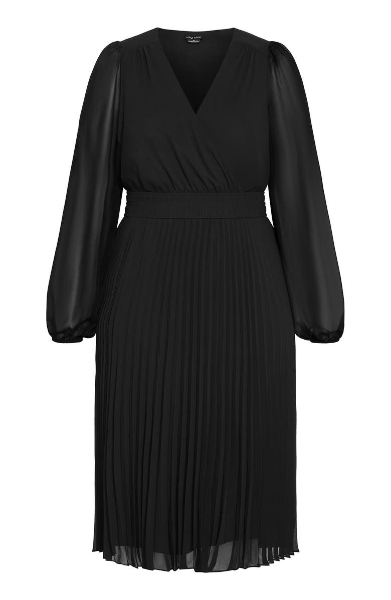 City Chic Sheer Finley Long Sleeve Chiffon Dress, Alternate, color,