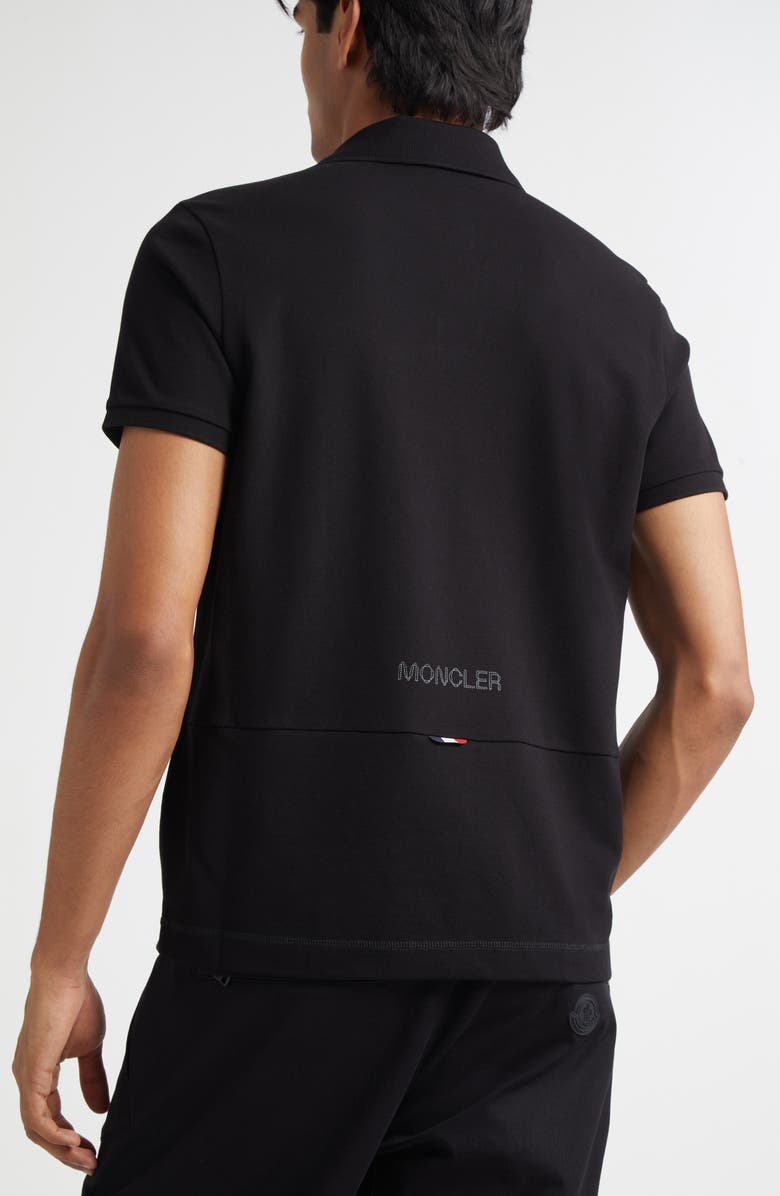 Moncler Logo Cotton Piqué Polo, Alternate, color, Black