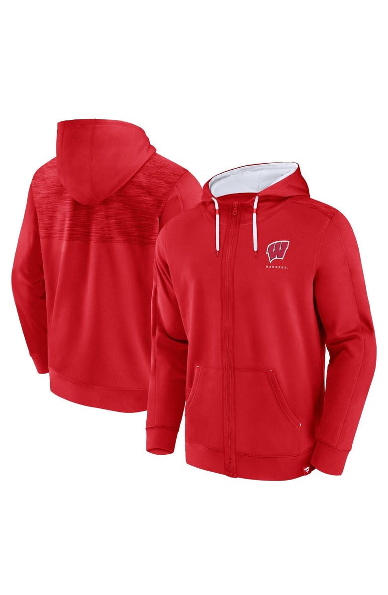 FANATICS Men's Fanatics Branded Red Wisconsin Badgers Power Index Full-Zip Hoodie, Main, color, Red