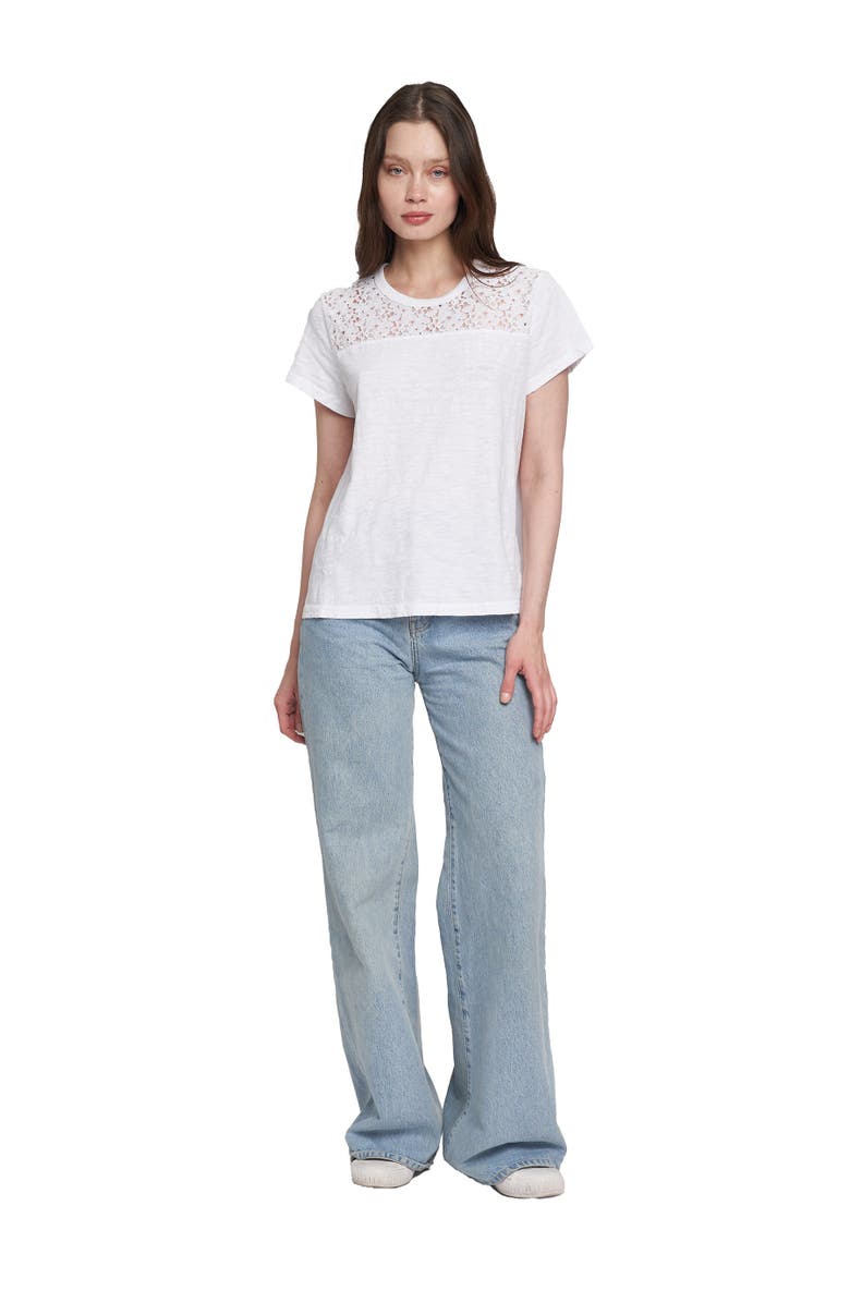 WILT Clothing Easy Short Sleeve Crew Lace Yoke, Alternate, color, Black