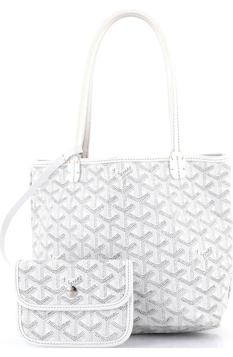 Pre-Owned Goyard Saint Louis Junior Tote Coated Canvas, Alternate, color, White