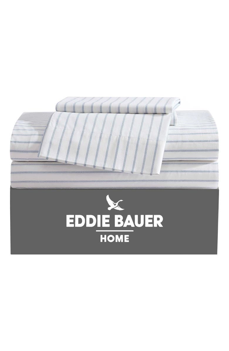 Eddie Bauer Essential Stripe Sheet Set, Alternate, color, White/ Soft Blue/ Dark Blue
